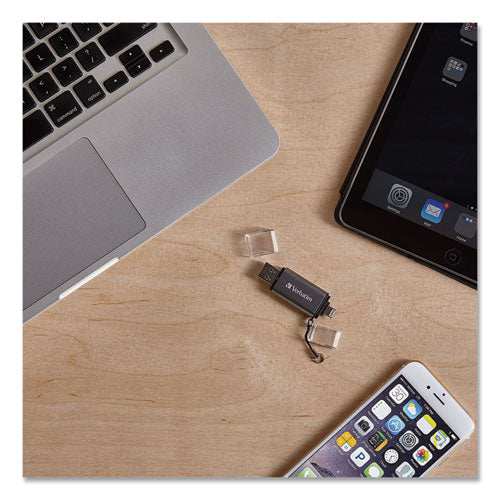 Image of Verbatim® Store 'n' Go Dual Usb 3.0 Flash Drive For Apple Lightning Devices, 64 Gb, Graphite