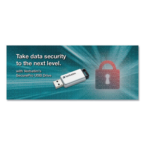 Image of Verbatim® Store 'n' Go Secure Pro Usb Flash Drive With Aes 256 Encryption, 128 Gb, Silver