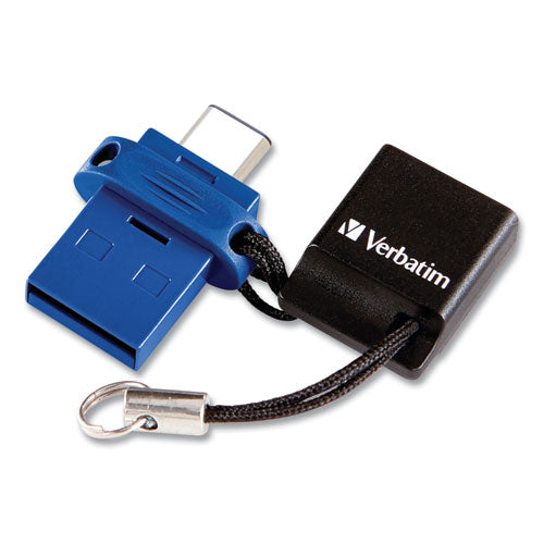 Image of Verbatim® Store n' Go Dual USB 3.0 Flash Drive for USB-C Devices, 32 GB, Blue