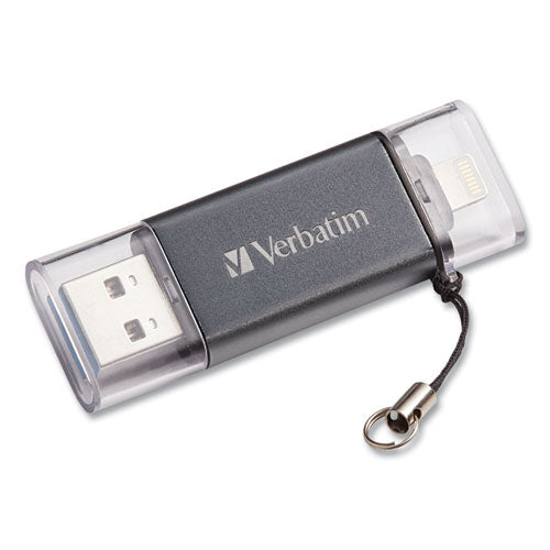 Image of Verbatim® Store 'n' Go Dual Usb 3.0 Flash Drive For Apple Lightning Devices, 64 Gb, Graphite