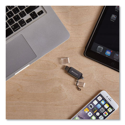 Image of Verbatim® Store 'n' Go Dual Usb 3.0 Flash Drive For Apple Lightning Devices, 32 Gb, Graphite