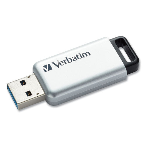 Image of Verbatim® Store 'n' Go Secure Pro Usb Flash Drive With Aes 256 Encryption, 128 Gb, Silver