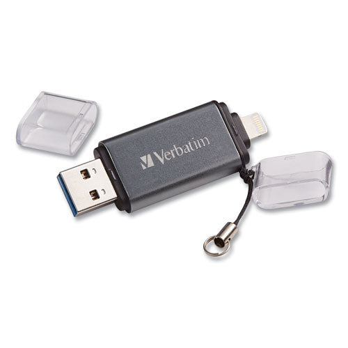 Image of Verbatim® Store 'n' Go Dual Usb 3.0 Flash Drive For Apple Lightning Devices, 32 Gb, Graphite