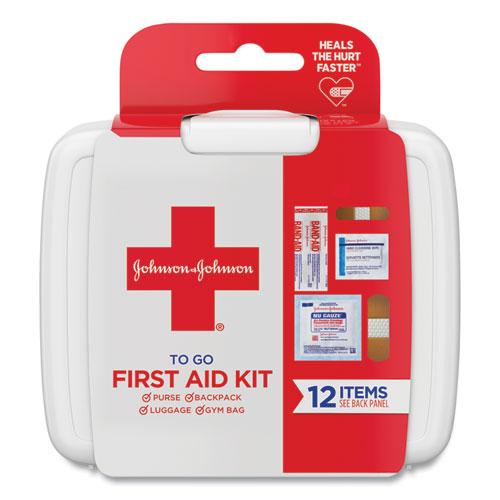 Image of Johnson & Johnson® Red Cross® Mini First Aid To Go Kit, 12 Pieces, Plastic Case