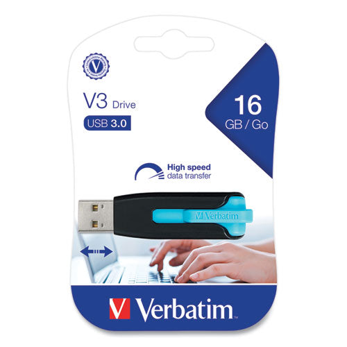 Image of Verbatim® Store 'n' Go V3 Usb 3.0 Drive, 16 Gb, Black/blue