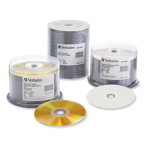 Image of Verbatim® UltraLife Gold Archival Grade DVD-R, 4.7 GB, 16x, Spindle, Gold, 50/Pack
