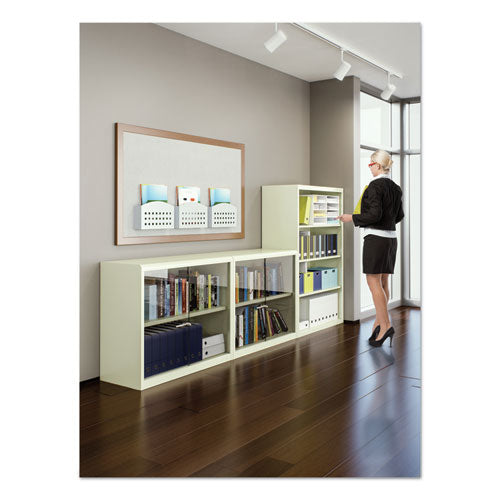 Image of Tennsco Metal Bookcase, Three-Shelf, 34.5w x 13.5d x 40h, Putty