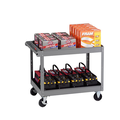 Image of Tennsco Two-Shelf Metal Cart, Metal, 2 Shelves, 500 lb Capacity, 24" x 36" x 32", Gray