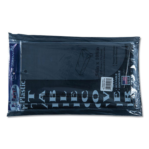 Image of Tablemate® Table Set Rectangular Table Covers, Heavyweight Plastic, 54" X 108", Black, 6/pack