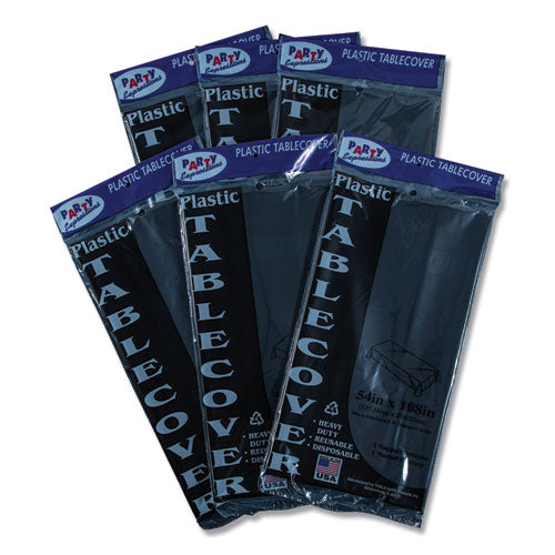 Image of Tablemate® Table Set Rectangular Table Covers, Heavyweight Plastic, 54" X 108", Black, 6/pack