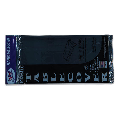 Image of Tablemate® Table Set Rectangular Table Covers, Heavyweight Plastic, 54" X 108", Black, 6/pack