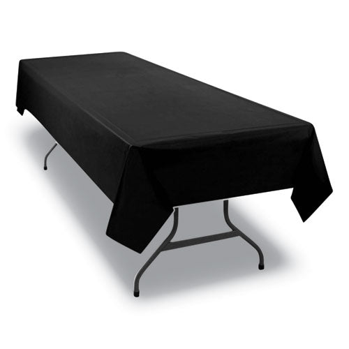 Image of Tablemate® Table Set Rectangular Table Covers, Heavyweight Plastic, 54" X 108", Black, 6/pack