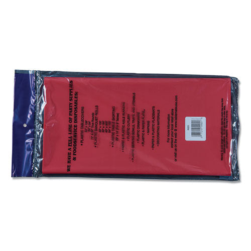 Image of Tablemate® Table Set Rectangular Table Cover, Heavyweight Plastic, 54" X 108", Red, 6/pack