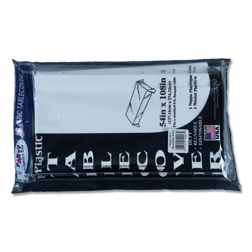 Image of Tablemate® Table Set Rectangular Table Cover, Heavyweight Plastic, 54" X 108", White, 6/pack