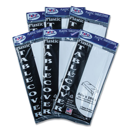 Image of Tablemate® Table Set Rectangular Table Cover, Heavyweight Plastic, 54" X 108", White, 6/pack