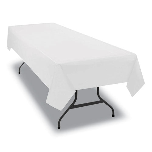 Image of Tablemate® Table Set Rectangular Table Cover, Heavyweight Plastic, 54" X 108", White, 6/pack