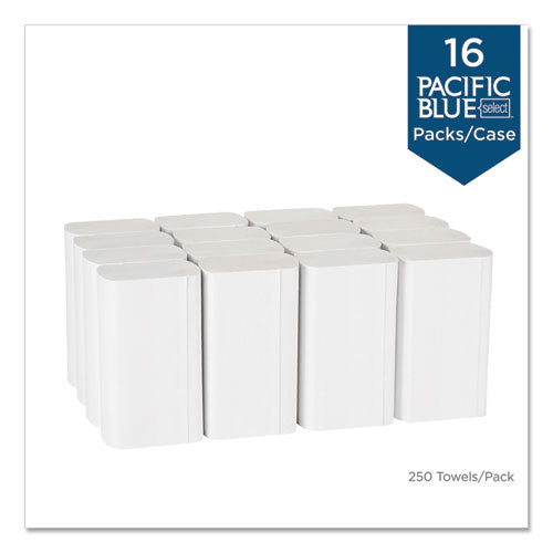 Image of Georgia Pacific® Professional Pacific Blue Select Folded Paper Towels, 1-Ply, 9.2 x 9.4, White, 250/Pack, 16 Packs/Carton