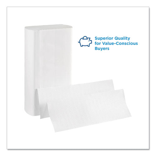 Image of Georgia Pacific® Professional Pacific Blue Select Folded Paper Towels, 1-Ply, 9.2 x 9.4, White, 250/Pack, 16 Packs/Carton