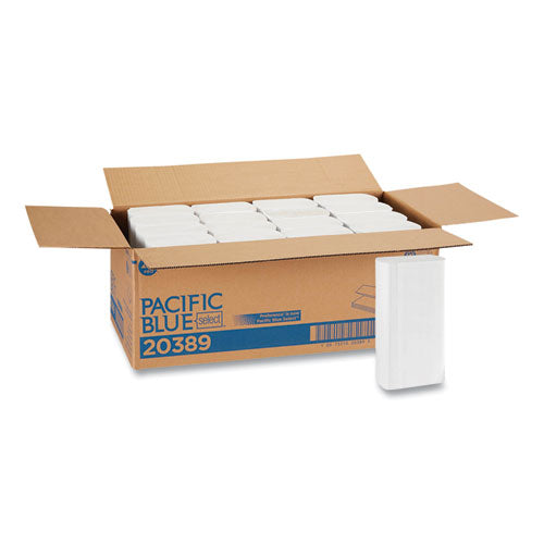 Image of Georgia Pacific® Professional Pacific Blue Select Folded Paper Towels, 1-Ply, 9.2 x 9.4, White, 250/Pack, 16 Packs/Carton