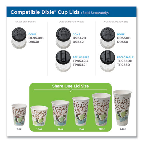 Image of Dixie® PerfecTouch Paper Hot Cups, 10 oz, Coffee Haze Design, 50/Sleeve, 20 Sleeves/Carton