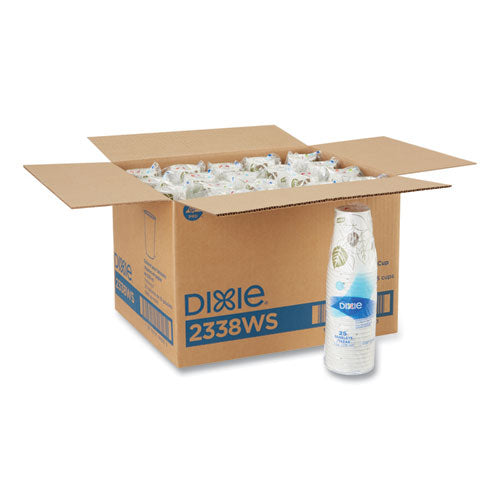 Image of Dixie® Pathways Paper Hot Cups, 8 oz, White/Brown, 25/Bag, 20 Bags/Carton