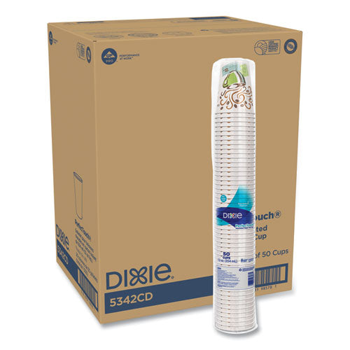 Image of Dixie® Perfectouch Paper Hot Cups, 12 Oz, Coffee Haze Design, 50/sleeve, 20 Sleeves/carton