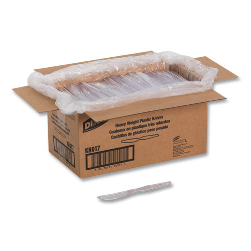 Image of Dixie® Heavyweight Polystyrene Cutlery, Knife, Plastic, Clear, 1,000/Carton