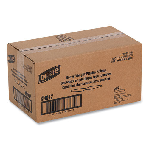 Image of Dixie® Heavyweight Polystyrene Cutlery, Knife, Plastic, Clear, 1,000/Carton