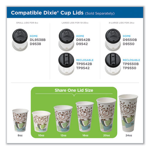 Image of Dixie® PerfecTouch Hot Cups, Individually Wrapped, 8 oz, Paper, Coffee Haze Design, 50/Sleeve, 20 Sleeves/Carton