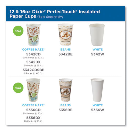 Image of Dixie® Perfectouch Paper Hot Cups, 16 Oz, Coffee Haze Design, 50/sleeve, 20 Sleeves/carton