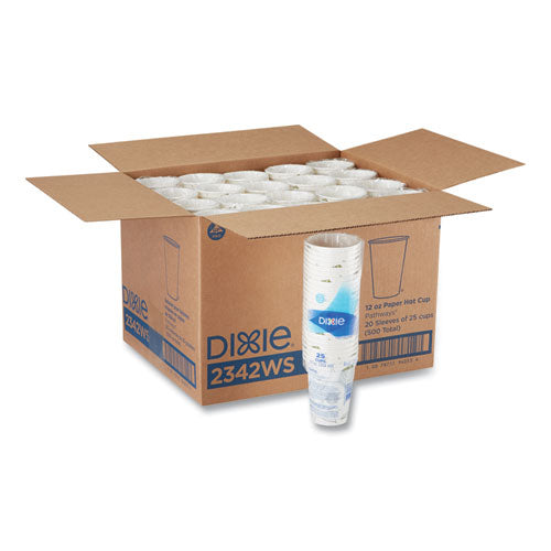 Image of Dixie® Pathways Paper Hot Cups, 12 oz, White/Brown, 25/Pack