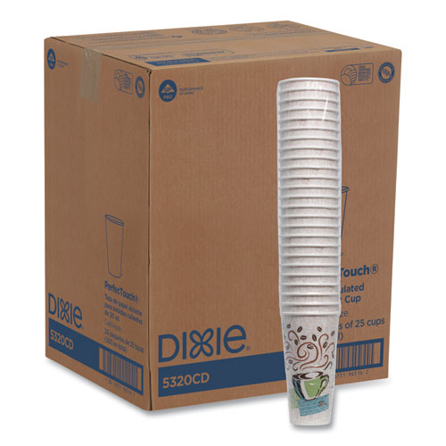 Image of Dixie® Perfectouch Paper Hot Cups, 20 Oz, Coffee Haze Design, 25/sleeve, 20 Sleeves/carton