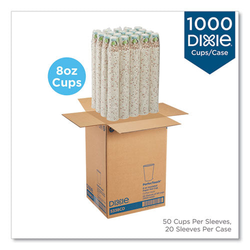 Image of Dixie® Perfectouch Paper Hot Cups, 8 Oz, Coffee Haze Design, 50/sleeve, 20 Sleeves/carton