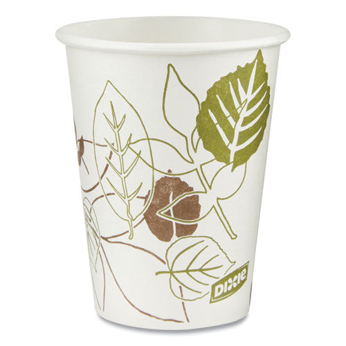 Image of Dixie® Pathways Paper Hot Cups, 8 oz, White/Brown, 25/Bag, 20 Bags/Carton