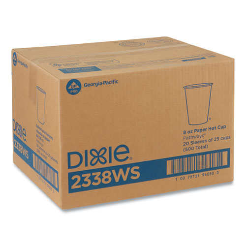 Image of Dixie® Pathways Paper Hot Cups, 8 oz, White/Brown, 25/Pack
