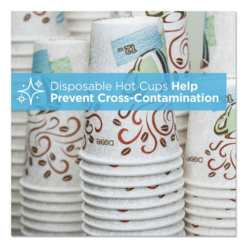 Image of Dixie® PerfecTouch Hot Cups, Individually Wrapped, 8 oz, Paper, Coffee Haze Design, 50/Sleeve, 20 Sleeves/Carton