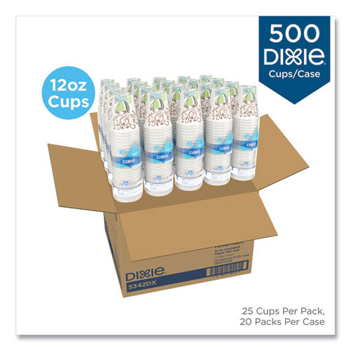 Image of Dixie® PerfecTouch Paper Hot Cups, 12 oz, Coffee Haze Design, 25/Sleeve, 20 Sleeves/Carton