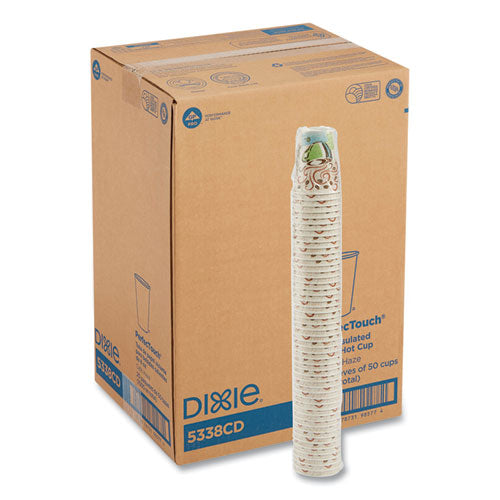 Image of Dixie® Perfectouch Paper Hot Cups, 8 Oz, Coffee Haze Design, 50/sleeve, 20 Sleeves/carton