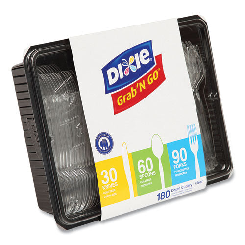 Image of Dixie® Heavyweight Polystyrene Cutlery, Fork/Knife/Spoon, Plastic, Clear, 180/Pack, 10 Packs/Carton