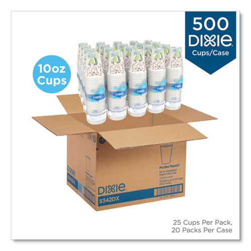 Image of Dixie® Perfectouch Paper Hot Cups, 10 Oz, Coffee Haze Design, 25/pack