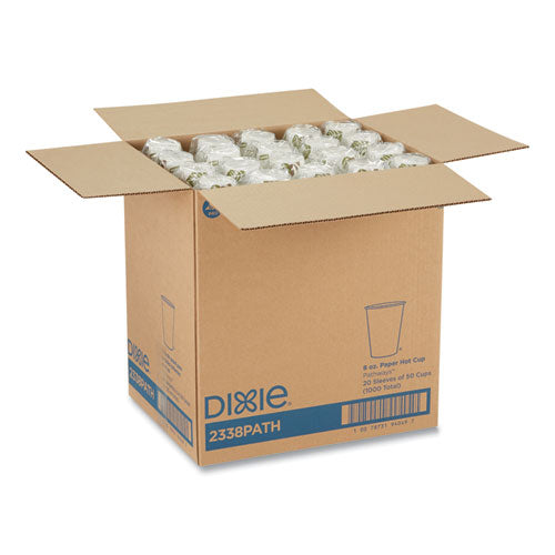 Image of Dixie® Pathways Paper Hot Cups, 8 oz, White/Brown, 50/Sleeve, 20 Sleeves/Carton