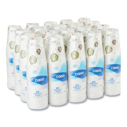 Image of Dixie® Pathways Paper Hot Cups, 8 oz, White/Brown, 25/Pack
