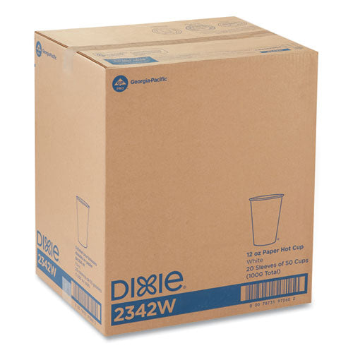 Image of Dixie® Paper Hot Cups, 12 Oz, White, 50/sleeve, 20 Sleeves/carton