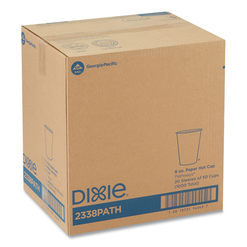 Image of Dixie® Pathways Paper Hot Cups, 8 oz, White/Brown, 50/Pack