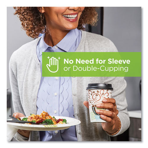 Image of Dixie® PerfecTouch Hot Cups, Individually Wrapped, 8 oz, Paper, Coffee Haze Design, 50/Sleeve, 20 Sleeves/Carton