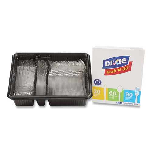 Image of Dixie® Heavyweight Polystyrene Cutlery, Fork/Knife/Spoon, Plastic, Clear, 180/Pack, 10 Packs/Carton