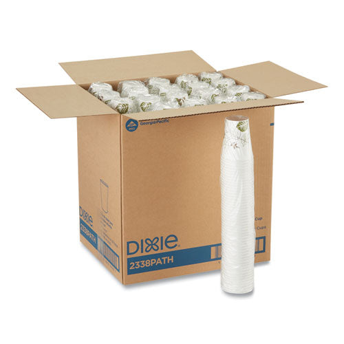 Image of Dixie® Pathways Paper Hot Cups, 8 oz, White/Brown, 50/Sleeve, 20 Sleeves/Carton