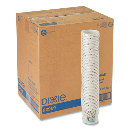Image of Dixie® PerfecTouch Paper Hot Cups, 10 oz, Coffee Haze Design, 50/Sleeve, 20 Sleeves/Carton