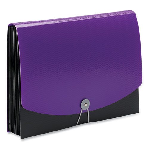 Image of Smead 12-Pocket Poly Expanding File, 0.88" Expansion, 12 Sections, Cord/Hook Closure, 1/6-Cut Tabs, Letter Size, Black/Purple