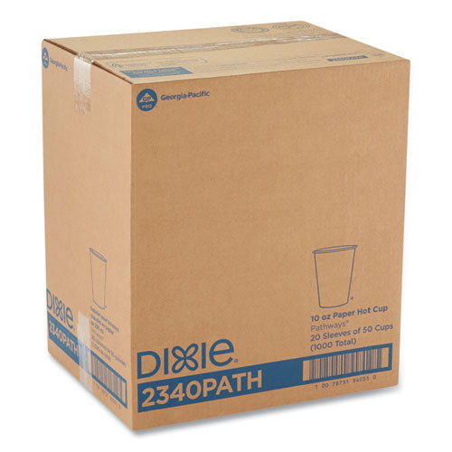 Image of Dixie® Pathways Paper Hot Cups, 10 oz, White/Brown, 50/Sleeve, 20 Sleeves/Carton